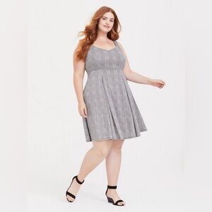 Torrid Black and White Houndstooth Scuba Knit Skater Dress